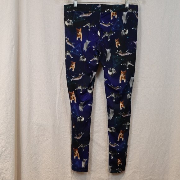Tipsy Elves Women's Medium Cosmic Cat Leggings - Space Galaxy Kitten Print - Picture 5 of 13